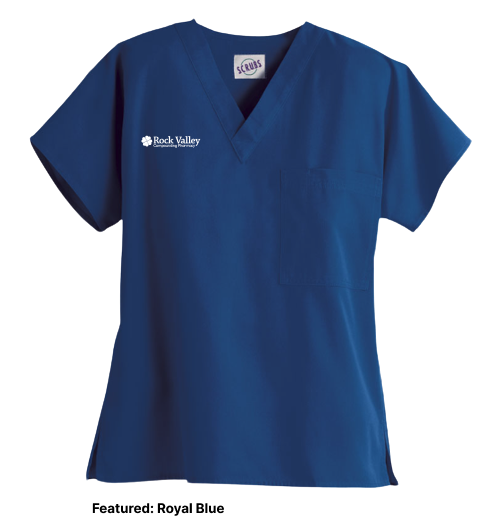 Scrub Top - Unisex 1-Pocket V-Neck Top (Rock Valley)