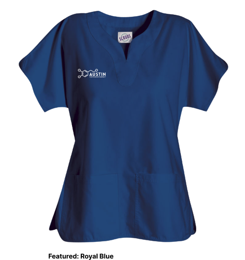 Scrub Top - Ladies Y-Neck Tunic Top (Austin Compounding)