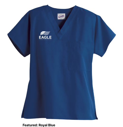 Scrub Top - Unisex 1-Pocket V-Neck Top (Eagle)