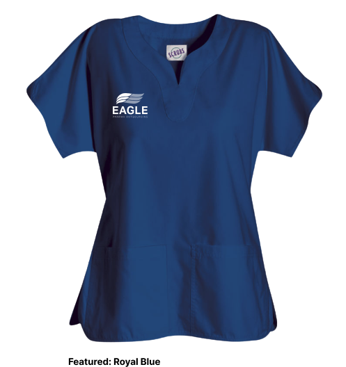 Scrub Top - Ladies Y-Neck Tunic Top (Eagle)