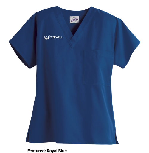 Scrub Top - Unisex 1-Pocket V-Neck Top (Everwell)