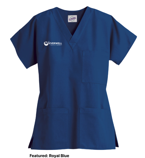 Scrub Top - Unisex 3-Pocket V-Neck Top (Everwell)