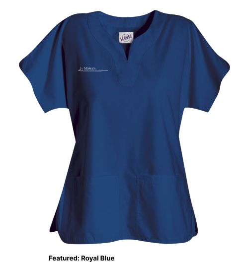 Scrub Top - Ladies Y-Neck Tunic Top (Makers)